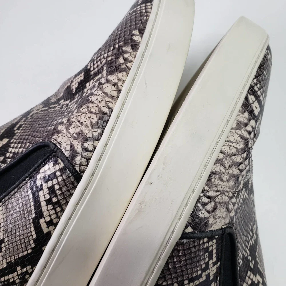 Vince Garvey Slip On Leather Snake Print Shoes Women's 9.5 Black Grey Ivory - Picture 7 of 12